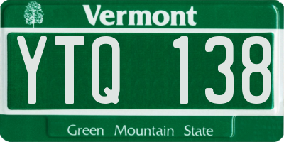 VT license plate YTQ138