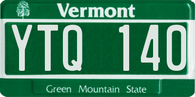 VT license plate YTQ140