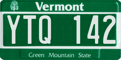 VT license plate YTQ142