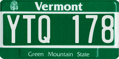 VT license plate YTQ178