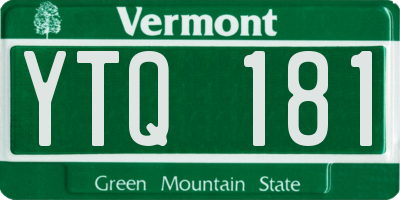 VT license plate YTQ181