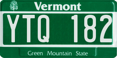VT license plate YTQ182