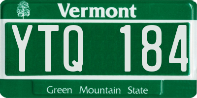 VT license plate YTQ184
