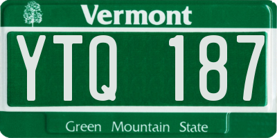 VT license plate YTQ187