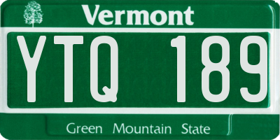 VT license plate YTQ189