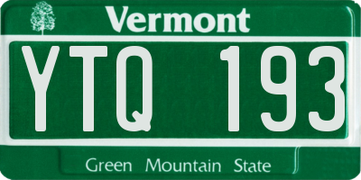 VT license plate YTQ193
