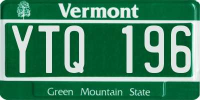 VT license plate YTQ196