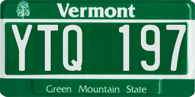 VT license plate YTQ197
