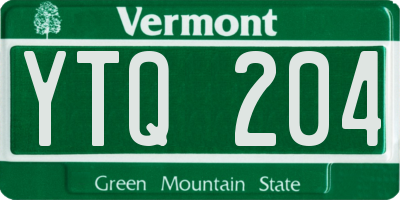 VT license plate YTQ204