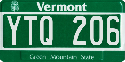 VT license plate YTQ206