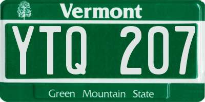 VT license plate YTQ207