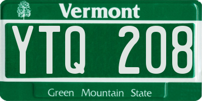 VT license plate YTQ208