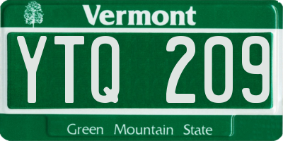 VT license plate YTQ209