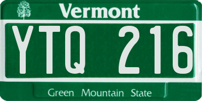 VT license plate YTQ216