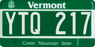 VT license plate YTQ217