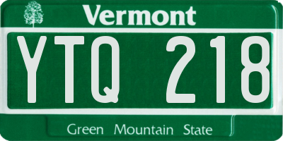 VT license plate YTQ218