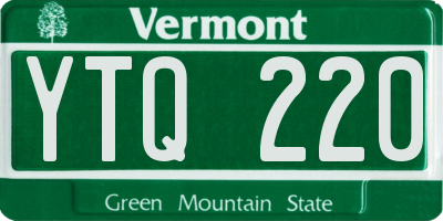 VT license plate YTQ220