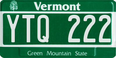 VT license plate YTQ222