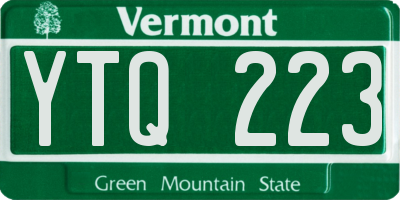 VT license plate YTQ223