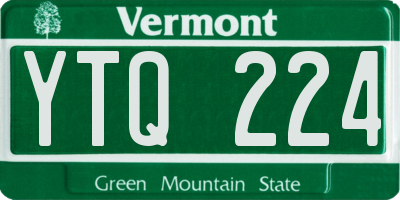 VT license plate YTQ224