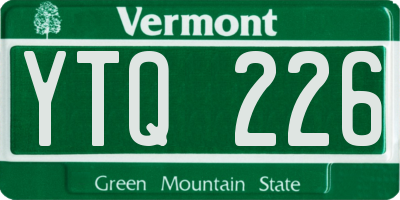 VT license plate YTQ226