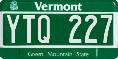 VT license plate YTQ227