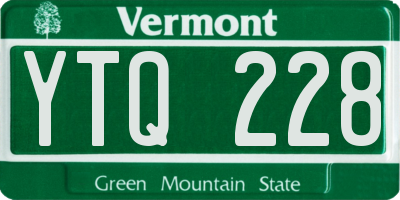 VT license plate YTQ228