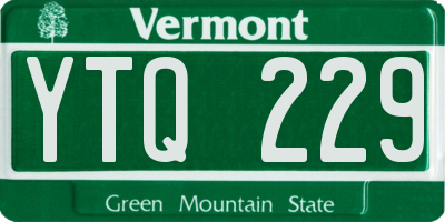 VT license plate YTQ229