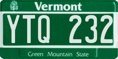 VT license plate YTQ232