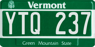 VT license plate YTQ237