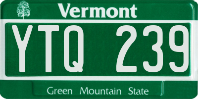 VT license plate YTQ239