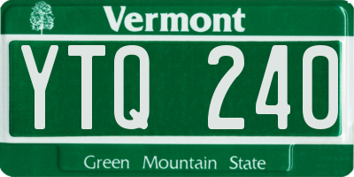 VT license plate YTQ240