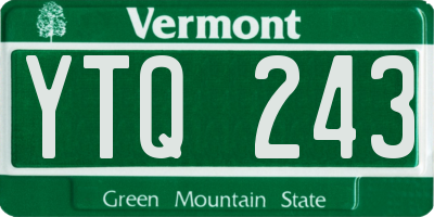 VT license plate YTQ243