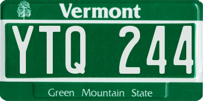 VT license plate YTQ244