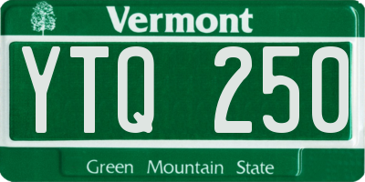 VT license plate YTQ250