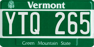 VT license plate YTQ265
