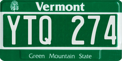 VT license plate YTQ274