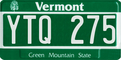 VT license plate YTQ275