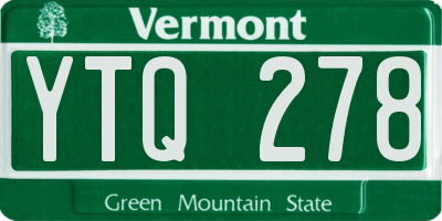 VT license plate YTQ278