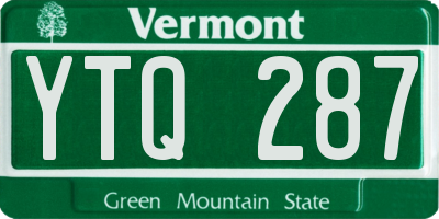 VT license plate YTQ287
