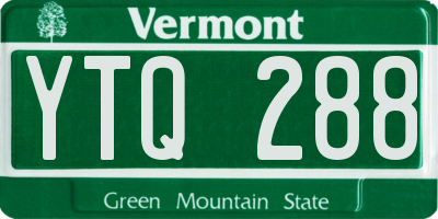VT license plate YTQ288