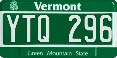VT license plate YTQ296