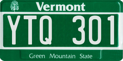 VT license plate YTQ301