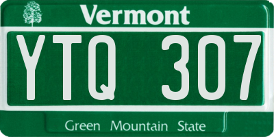 VT license plate YTQ307