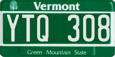 VT license plate YTQ308
