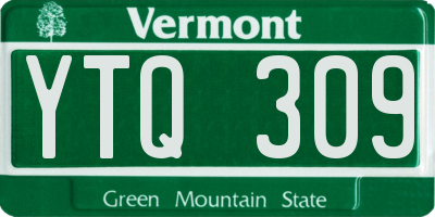 VT license plate YTQ309