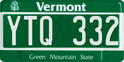 VT license plate YTQ332