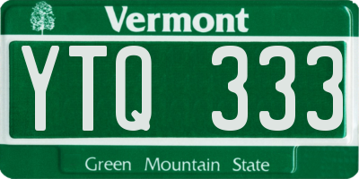 VT license plate YTQ333