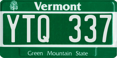 VT license plate YTQ337