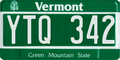 VT license plate YTQ342